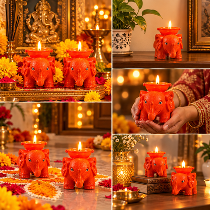 Elephant Diya Candle Holder (Set of 2)