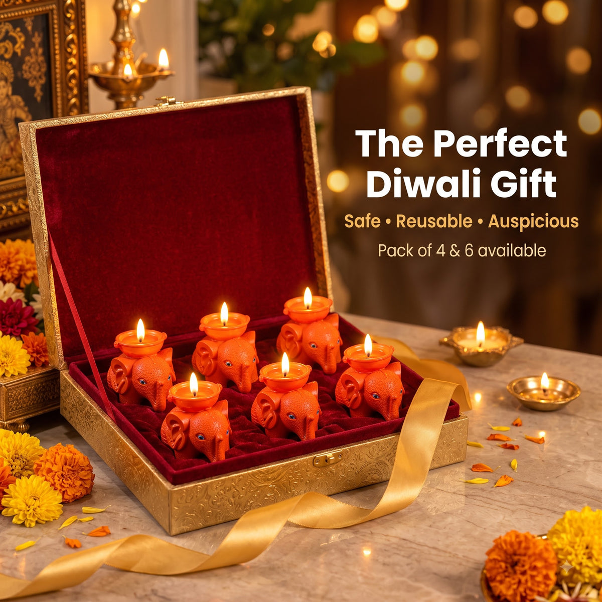 Elephant Diya Candle Holder (Set of 2)