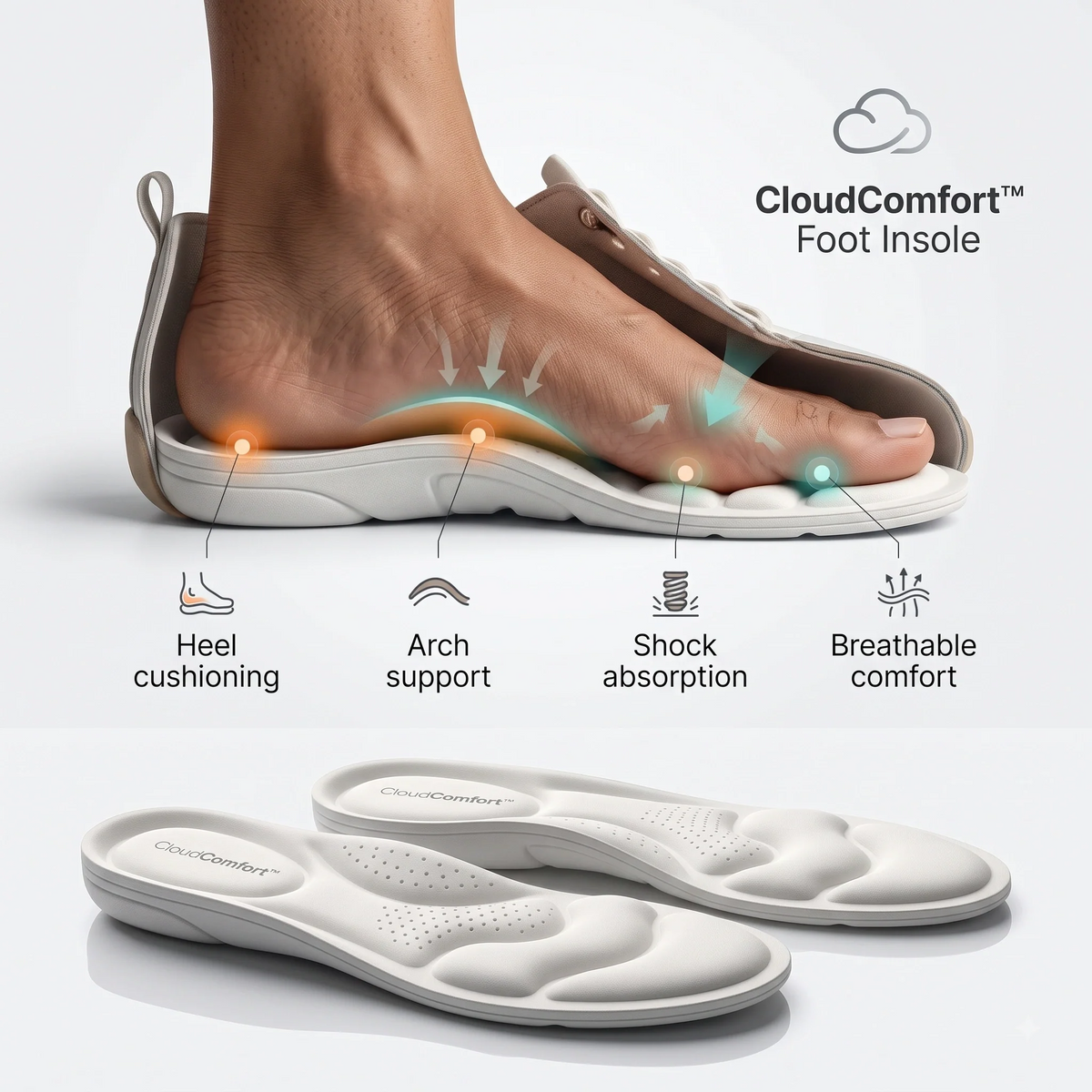 CloudComfort™ — Shoe Insoles | Lightweight Memory Foam | Arch Support