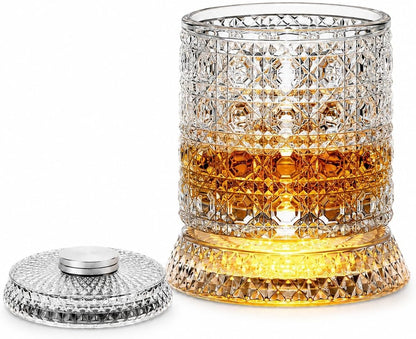 360° Rotating Whiskey Glass with LED Light Base (New)